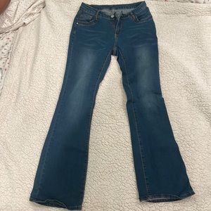 Denim Flare Jeans With Yellow Stitching
